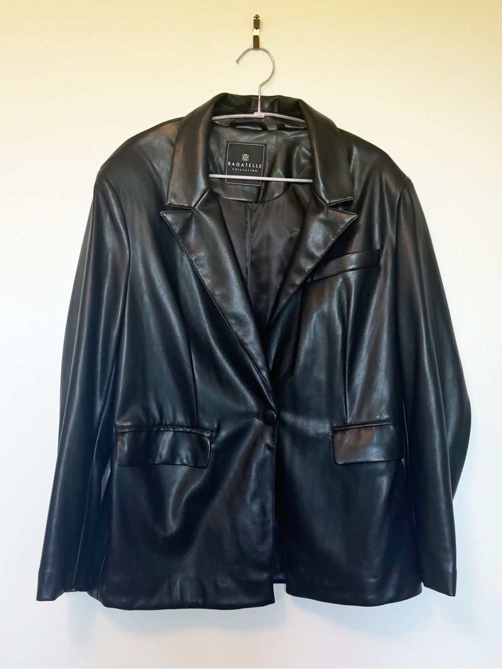 Black Leather Blazer Jacket - Women's by Bagatelle - Medium